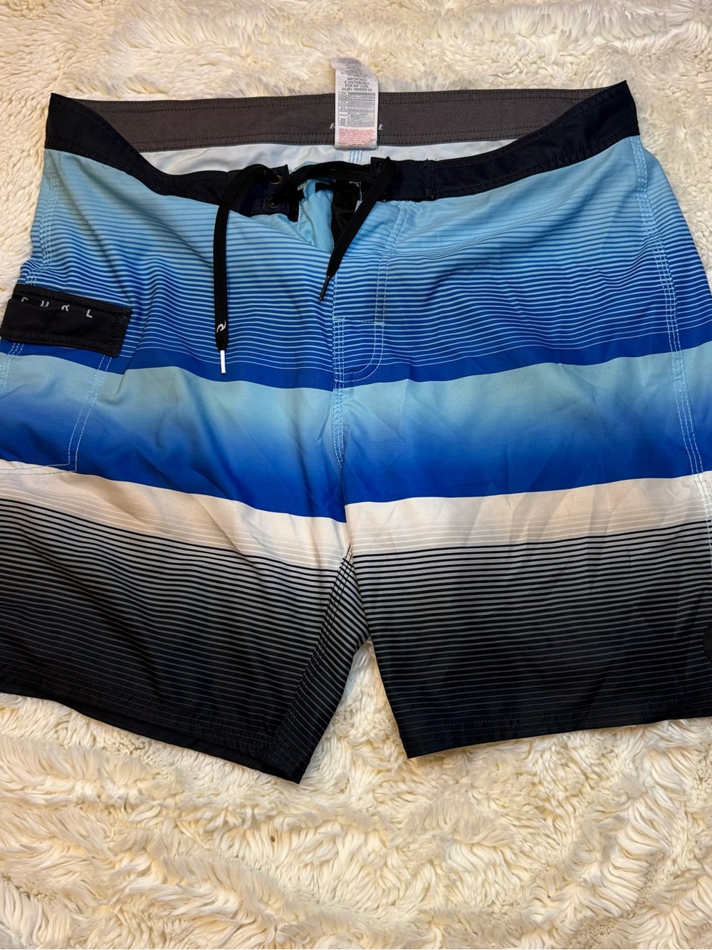 Rip Curl Mens Blue Gradient Stripe Board Shorts 36” waist - 8” inseam no Liner